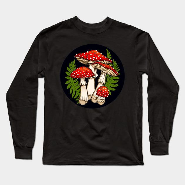 Magic Mushrooms Long Sleeve T-Shirt by CattGDesigns